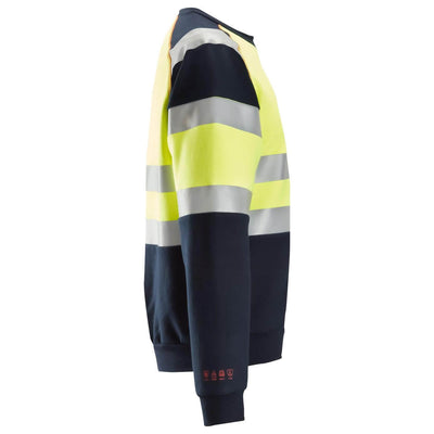 Snickers 2869 ProtecWork Arc Protection Hi Vis Sweatshirt Class 1 Navy Hi Visibilty Yellow right #colour_navy-hi-visibilty-yellow