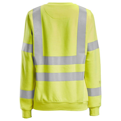 Snickers 2876 ProtecWork Womens Hi Vis Sweatshirt Class 3 2 Hi Vis Yellow back #colour_hi-vis-yellow