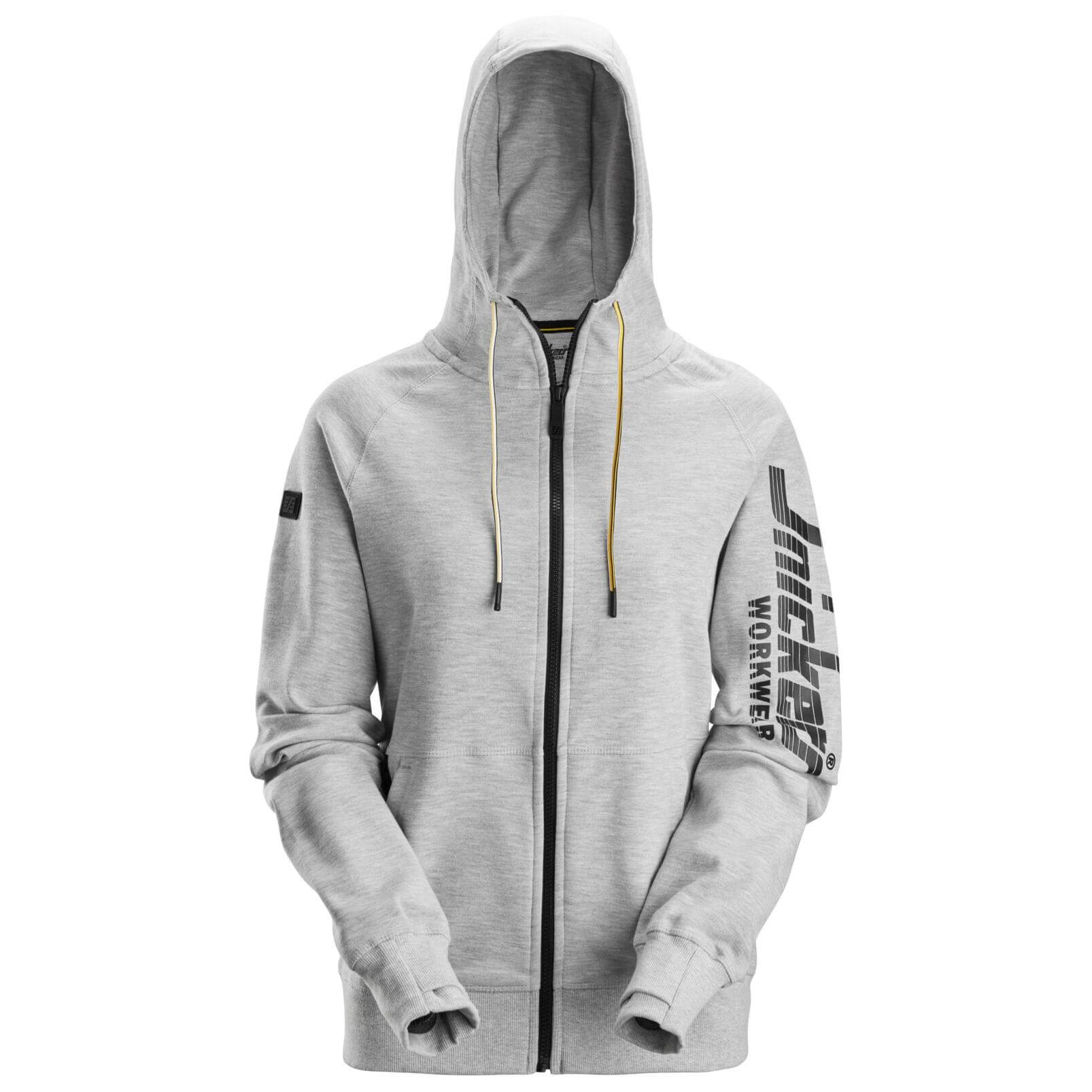 Snickers 2877 Womens Logo Full Zip Hoodie Grey Melange Main #colour_grey-melange