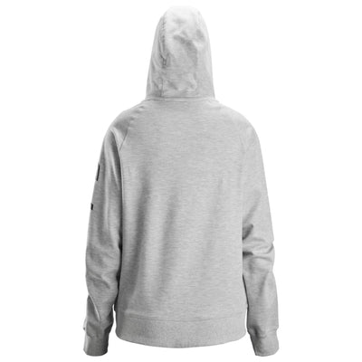 Snickers 2877 Womens Logo Full Zip Hoodie Grey Melange back #colour_grey-melange