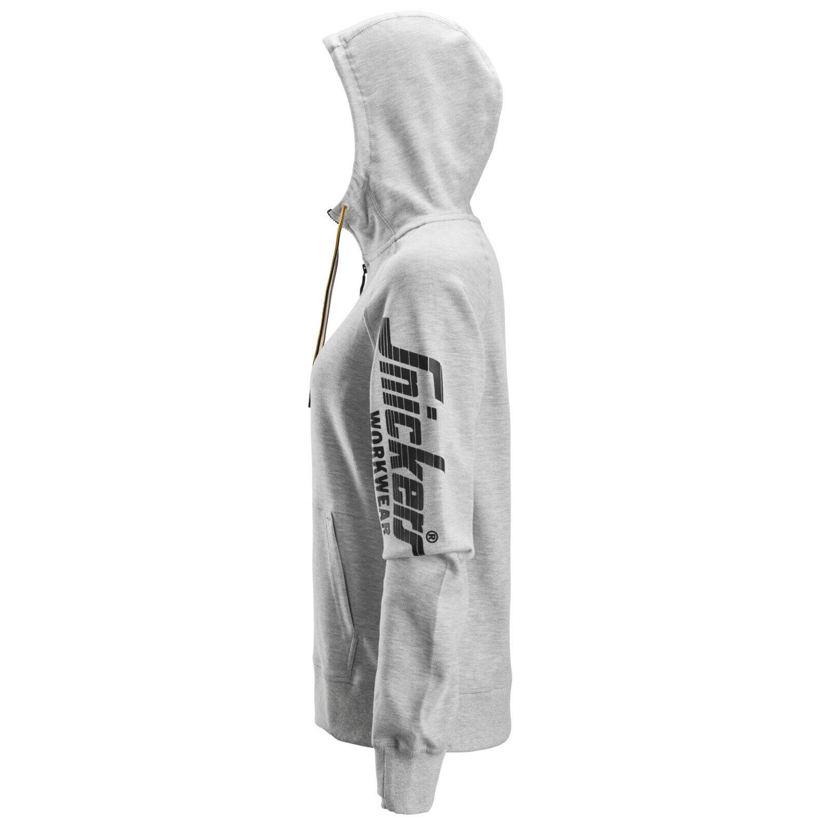 Snickers 2877 Womens Logo Full Zip Hoodie Grey Melange left #colour_grey-melange