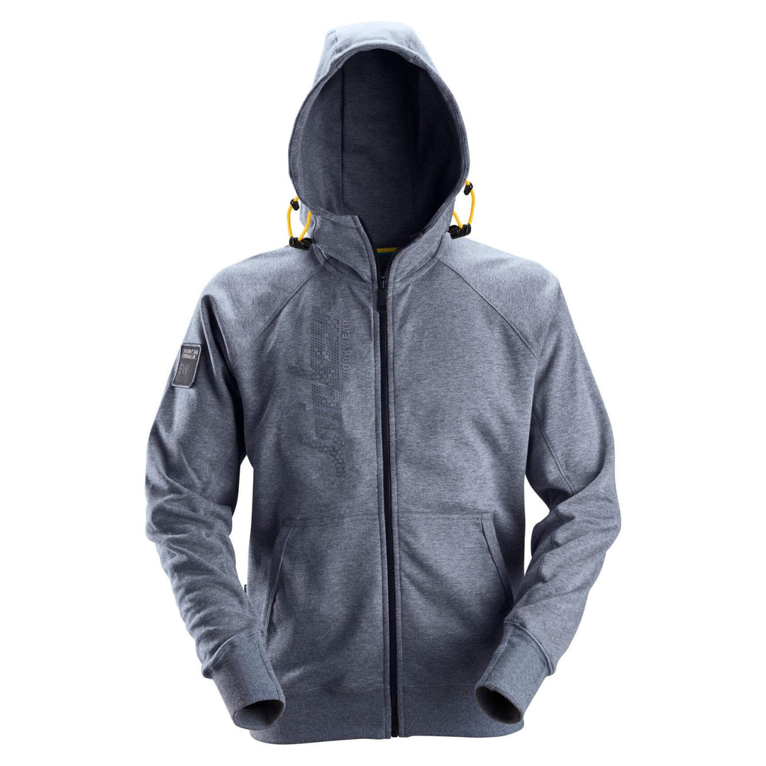 Snickers 2880 Logo Full Zip Hoodie Dark Blue Melange Main #colour_dark-blue-melange