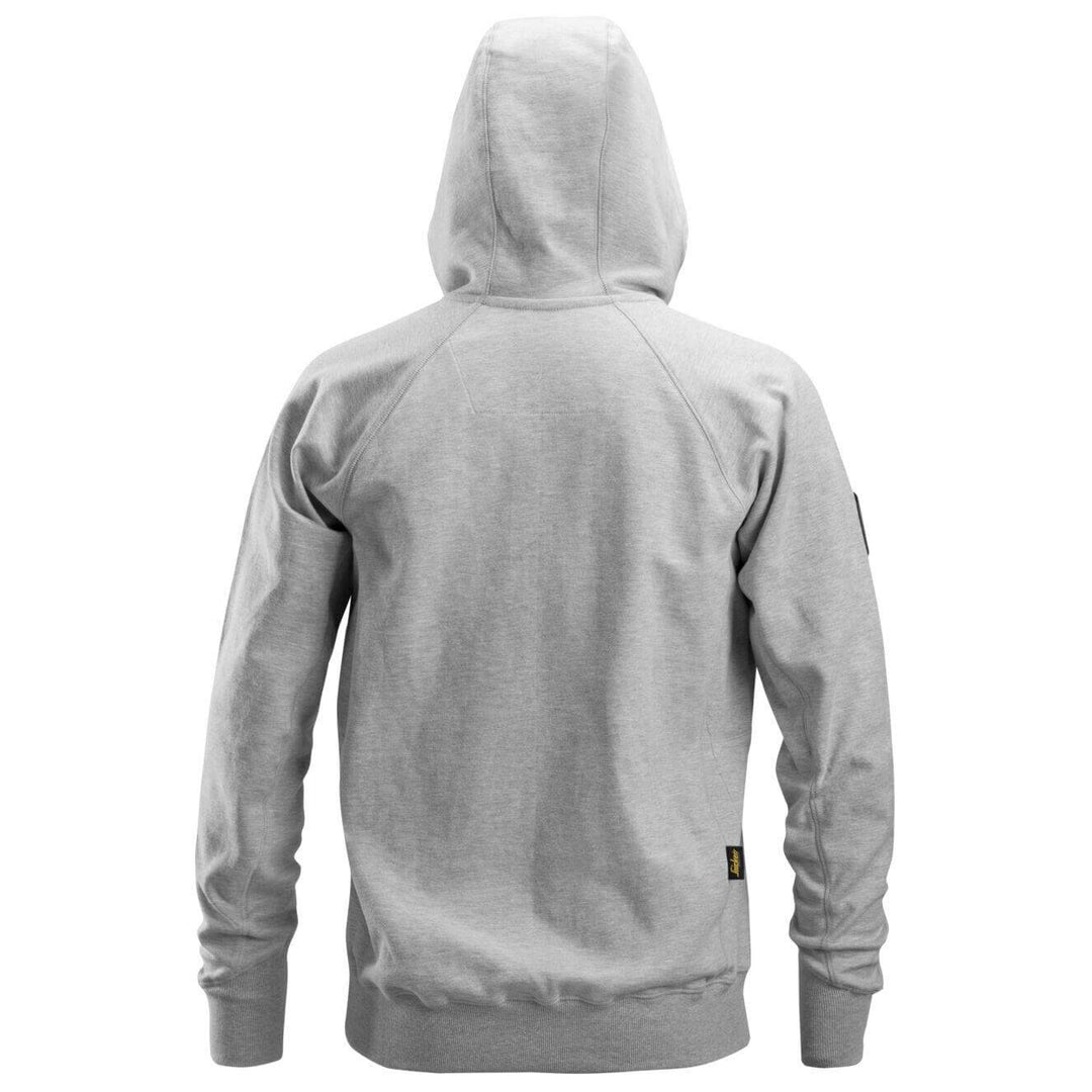 Snickers 2880 Logo Full Zip Hoodie Grey Melange back #colour_grey-melange