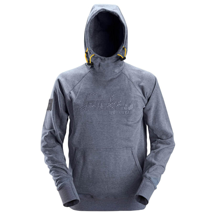 Snickers 2881 Logo Hoodie Dark Blue Melange Main #colour_dark-blue-melange