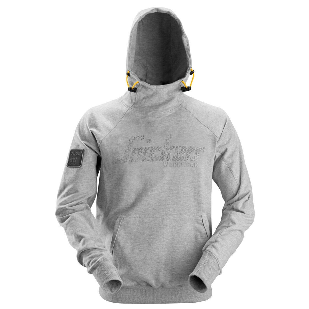 Snickers 2881 Logo Hoodie Grey Melange Main #colour_grey-melange