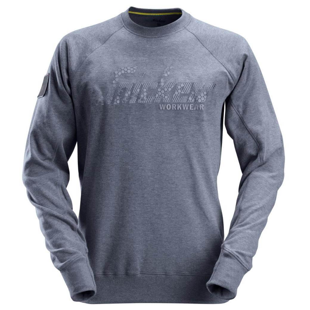 Snickers 2882 Logo Sweatshirt Dark Blue Melange Main #colour_dark-blue-melange