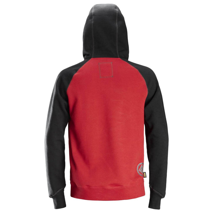 Snickers 2889 AllroundWork Logo Hoodie Chili Red Black back #colour_chili-red-black