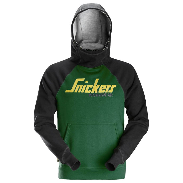 Snickers 2889 AllroundWork Logo Hoodie Forest Green Black Main #colour_forest-green-black