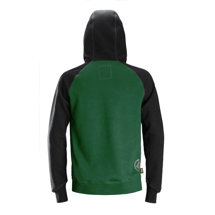 Snickers 2889 AllroundWork Logo Hoodie Forest Green Black back #colour_forest-green-black