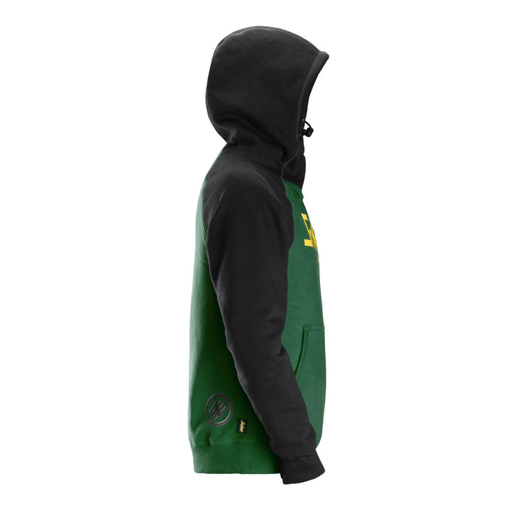 Snickers 2889 AllroundWork Logo Hoodie Forest Green Black right #colour_forest-green-black