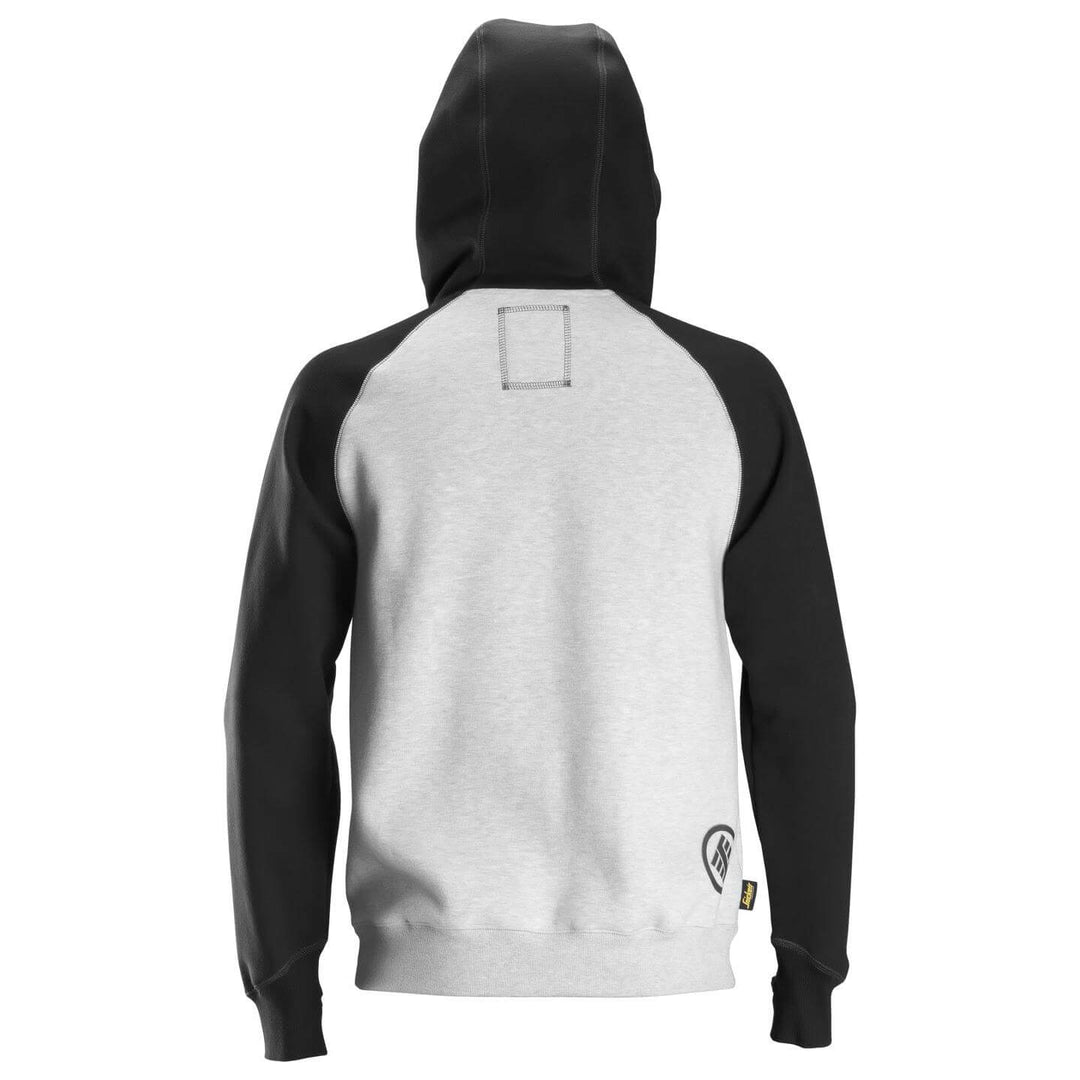 Snickers 2889 AllroundWork Logo Hoodie Grey Melange Black back #colour_grey-melange-black