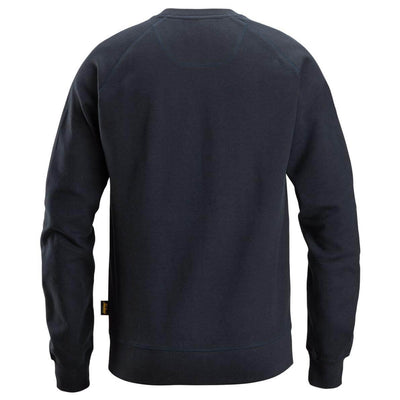 Snickers 2892 Logo Sweatshirt Dark Navy Melange back #colour_dark-navy-melange