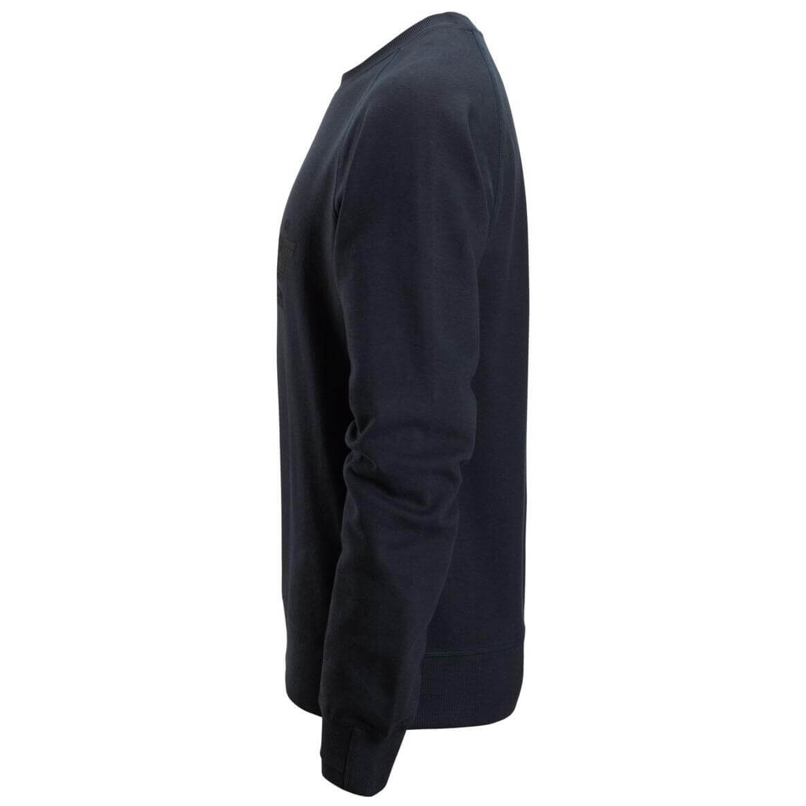 Snickers 2892 Logo Sweatshirt Dark Navy Melange left #colour_dark-navy-melange