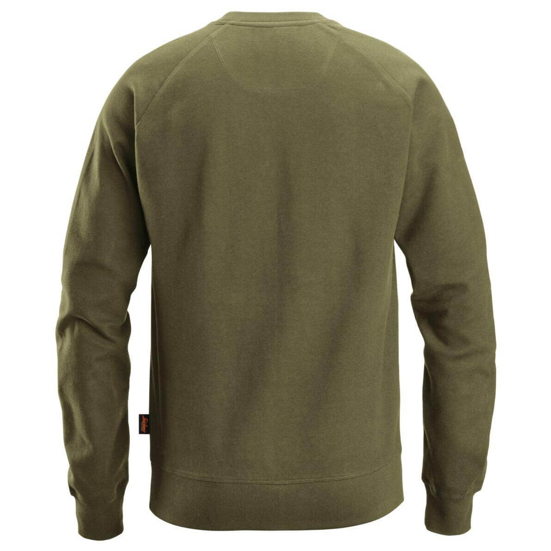 Snickers 2892 Logo Sweatshirt Khaki Green back #colour_khaki-green