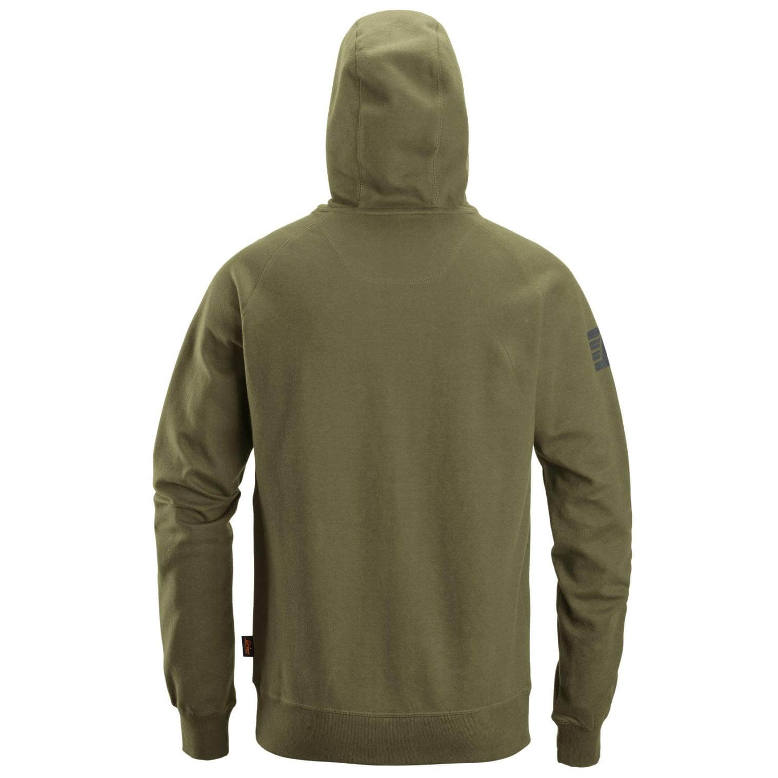 Snickers 2894 Logo Hoodie Khaki Green back #colour_khaki-green