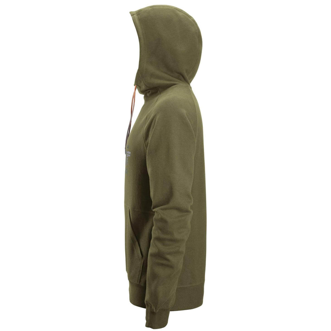 Snickers 2894 Logo Hoodie Khaki Green left #colour_khaki-green