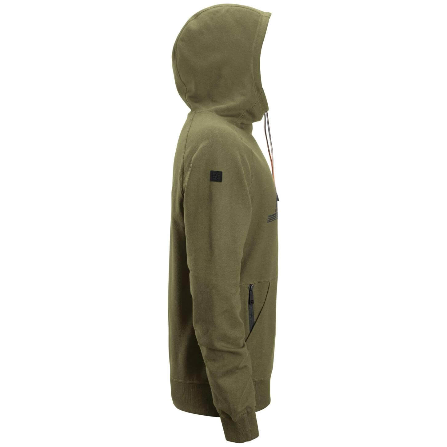 Snickers 2894 Logo Hoodie Khaki Green right #colour_khaki-green