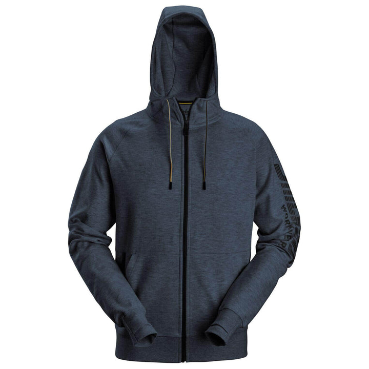 Snickers 2895 Logo Full Zip Hoodie Dark Navy Melange Main #colour_dark-navy-melange