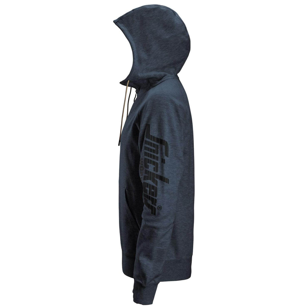 Snickers 2895 Logo Full Zip Hoodie Dark Navy Melange left #colour_dark-navy-melange