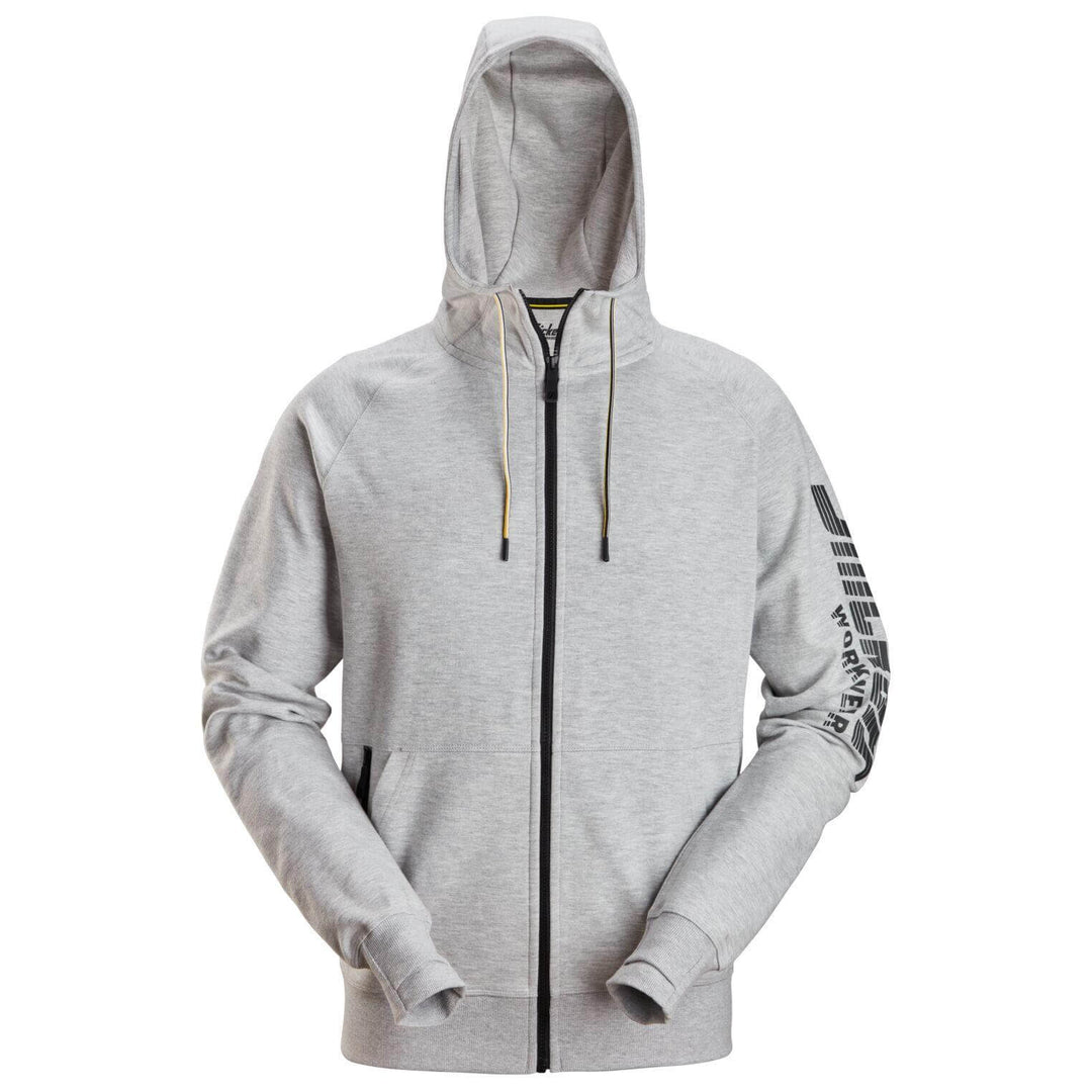 Snickers 2895 Logo Full Zip Hoodie Grey Melange Main #colour_grey-melange