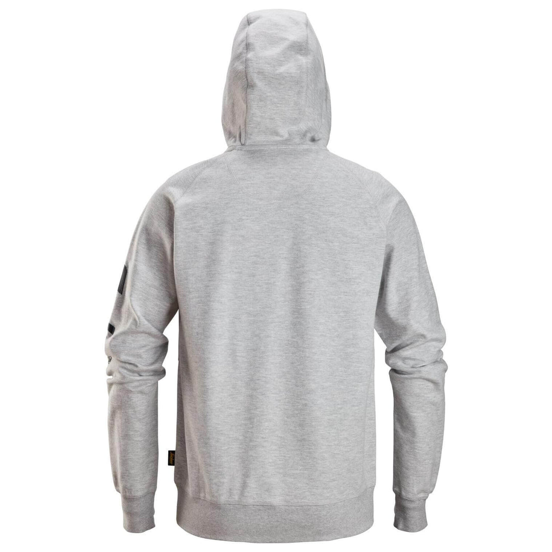 Snickers 2895 Logo Full Zip Hoodie Grey Melange back #colour_grey-melange