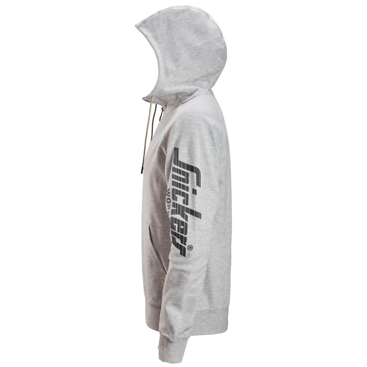 Snickers 2895 Logo Full Zip Hoodie Grey Melange left #colour_grey-melange