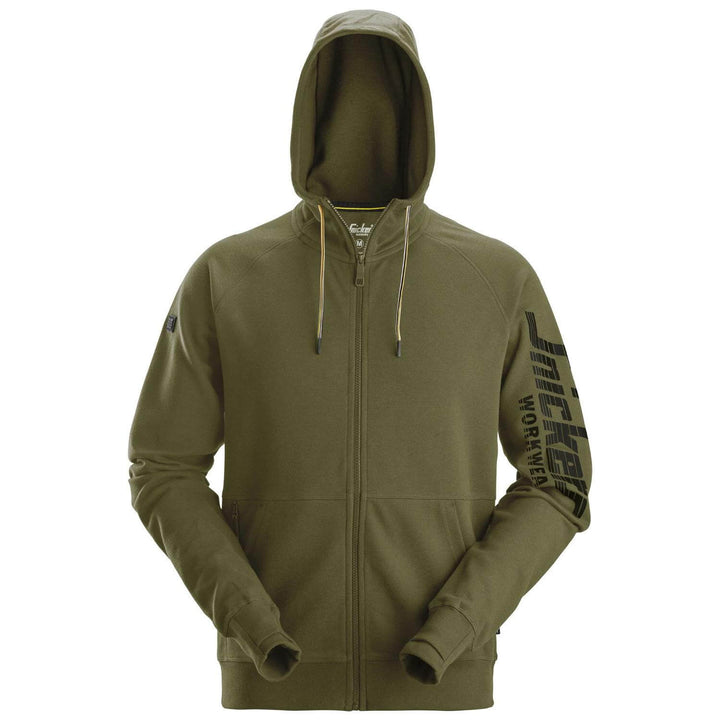 Snickers 2895 Logo Full Zip Hoodie Khaki Green Main #colour_khaki-green