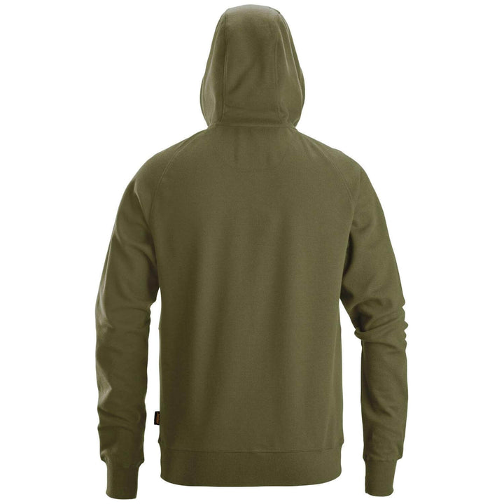 Snickers 2895 Logo Full Zip Hoodie Khaki Green back #colour_khaki-green