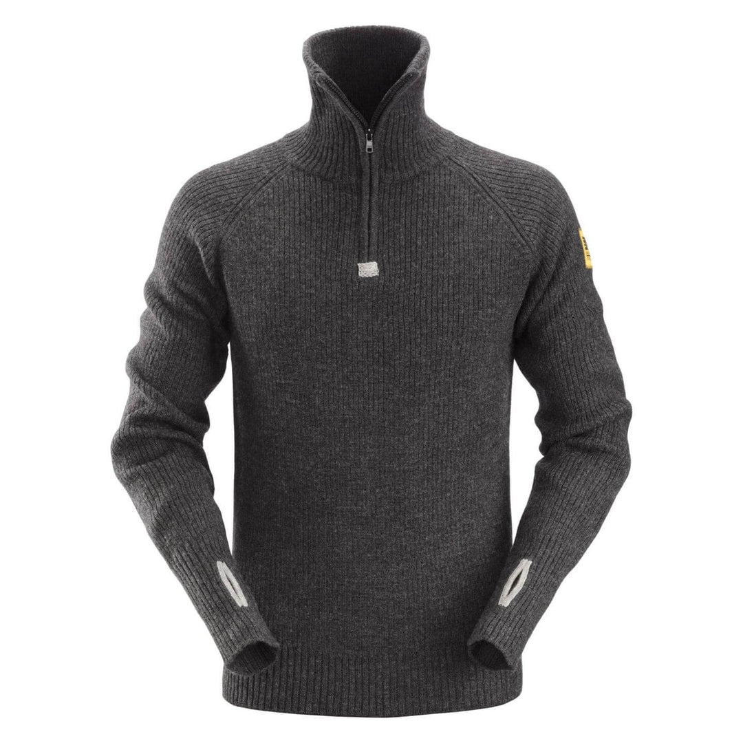 Snickers 2905 AllroundWork Half Zip Wool Sweater Anthracite Melange 3059031 #colour_anthracite-melange