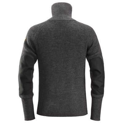 Snickers 2905 AllroundWork Half Zip Wool Sweater Anthracite Melange back #colour_anthracite-melange