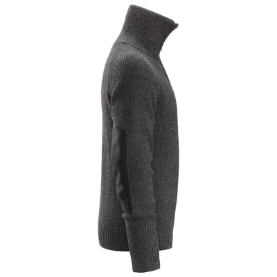 Snickers 2905 AllroundWork Half Zip Wool Sweater Anthracite Melange right #colour_anthracite-melange