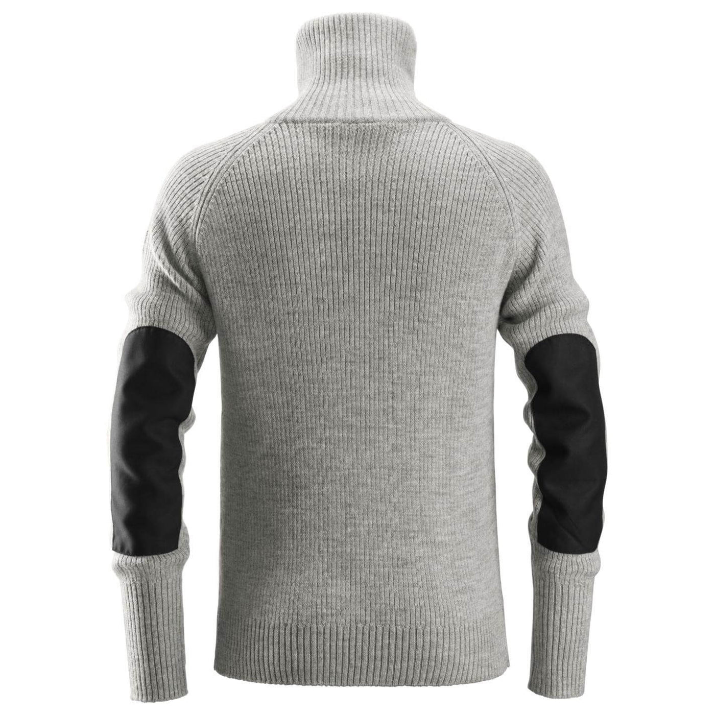 Snickers 2905 AllroundWork Half Zip Wool Sweater Grey Melange back #colour_grey-melange
