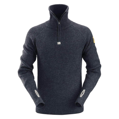Snickers 2905 AllroundWork Half Zip Wool Sweater Navy 3059027 #colour_navy