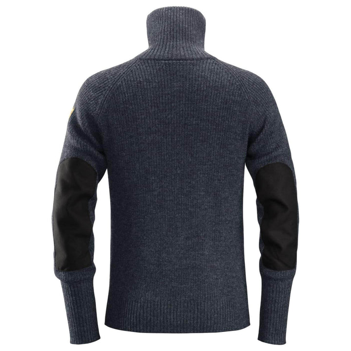 Snickers 2905 AllroundWork Half Zip Wool Sweater Navy back #colour_navy