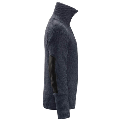 Snickers 2905 AllroundWork Half Zip Wool Sweater Navy right #colour_navy