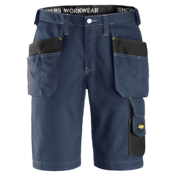 Snickers 3023 Craftsmen Loose Fit Shorts Holster Pockets Rip Stop Navy Black Main #colour_navy-black