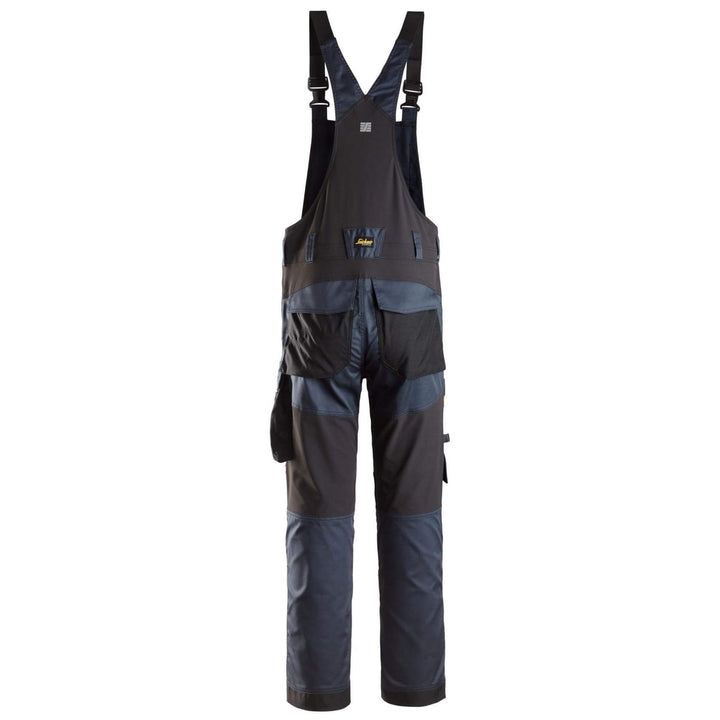 Snickers 6051 AllroundWork Stretch Bib and Brace Trousers Navy Black back #colour_navy-black