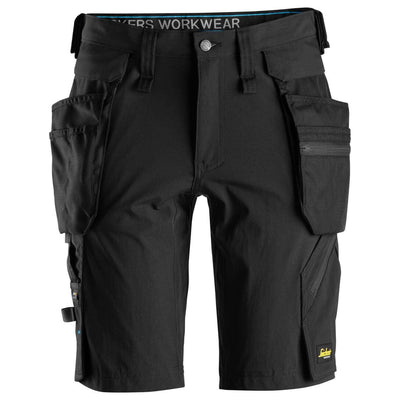 Snickers 6108 LiteWork Slim Fit Shorts with Detachable Holster Pockets Black Black Main #colour_black-black