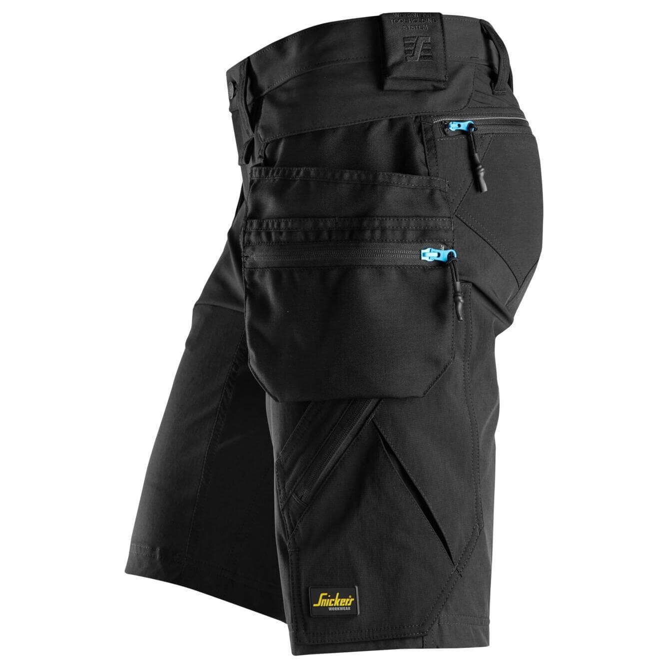 Snickers 6108 LiteWork Slim Fit Shorts with Detachable Holster Pockets Black Black left #colour_black-black