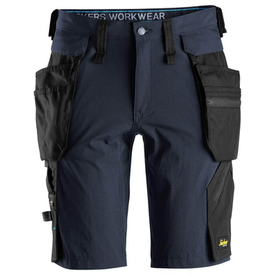 Snickers 6108 LiteWork Slim Fit Shorts with Detachable Holster Pockets Navy Black Main #colour_navy-black