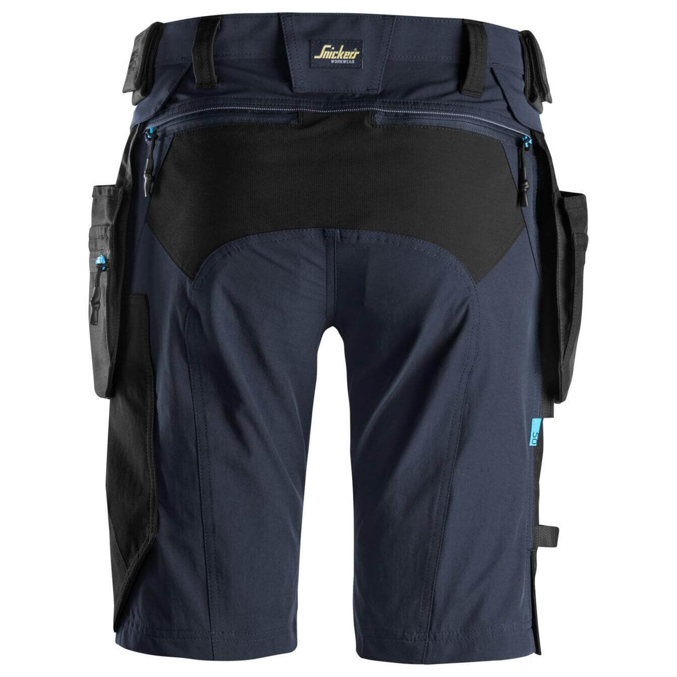 Snickers 6108 LiteWork Slim Fit Shorts with Detachable Holster Pockets Navy Black back #colour_navy-black