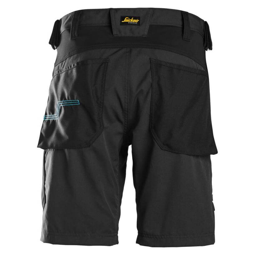 Snickers 6112 LiteWork Lightweight 37.5 Work Shorts Black Black back #colour_black-black