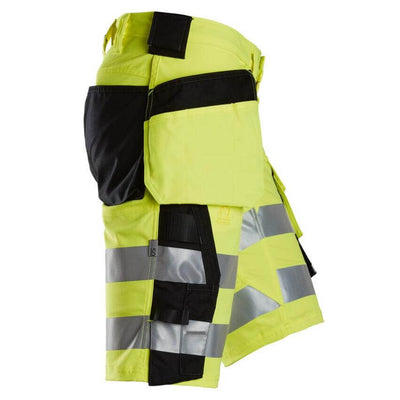 Snickers 6135 Hi Vis Slim Fit Stretch Shorts with Holster Pockets Class 1 Hi Vis Yellow Black right #colour_hi-vis-yellow-black