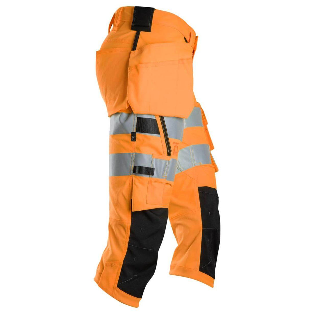 Snickers 6138 Hi Vis Slim Fit Stretch Pirate Shorts with Holster Pockets Class 1 2 Hi Vis Orange Black right #colour_hi-vis-orange-black