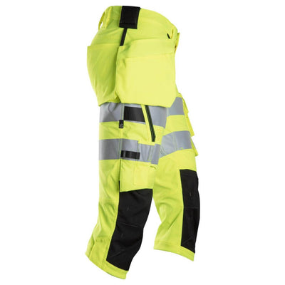 Snickers 6138 Hi Vis Slim Fit Stretch Pirate Shorts with Holster Pockets Class 1 2 Hi Vis Yellow Black right #colour_hi-vis-yellow-black