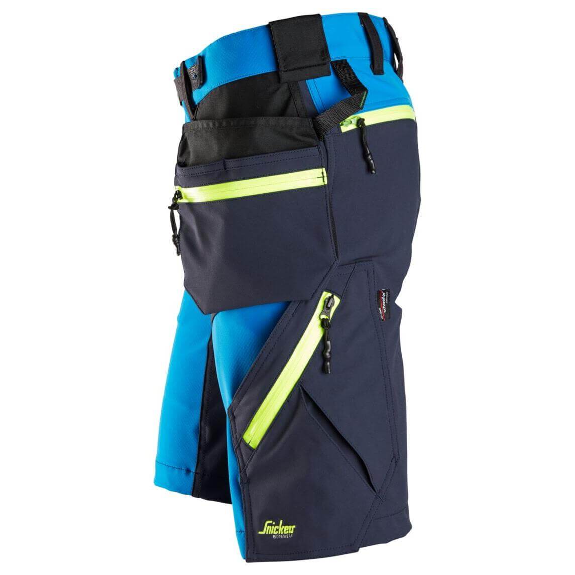 Snickers 6140 FlexiWork Slim Fit Softshell Stretch Shorts with Holster Pockets True Blue Navy left #colour_true-blue-navy
