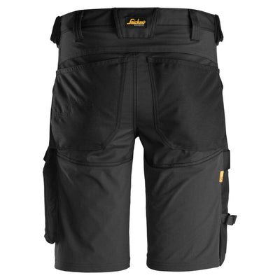 Snickers 6143 AllroundWork Slim Fit Stretch Shorts Black Black back #colour_black-black