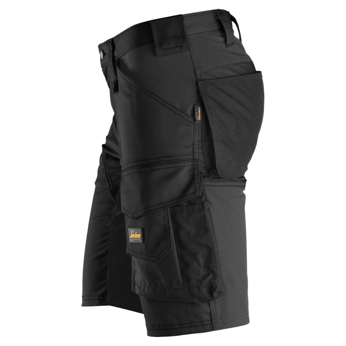 Snickers 6143 AllroundWork Slim Fit Stretch Shorts Black Black left #colour_black-black