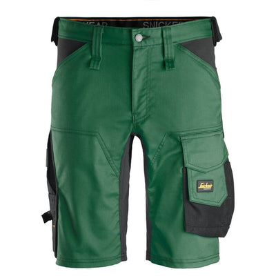 Snickers 6143 AllroundWork Slim Fit Stretch Shorts Forest Green Black Main #colour_forest-green-black