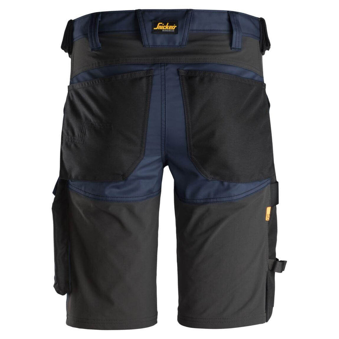 Snickers 6143 AllroundWork Slim Fit Stretch Shorts Navy Black back #colour_navy-black